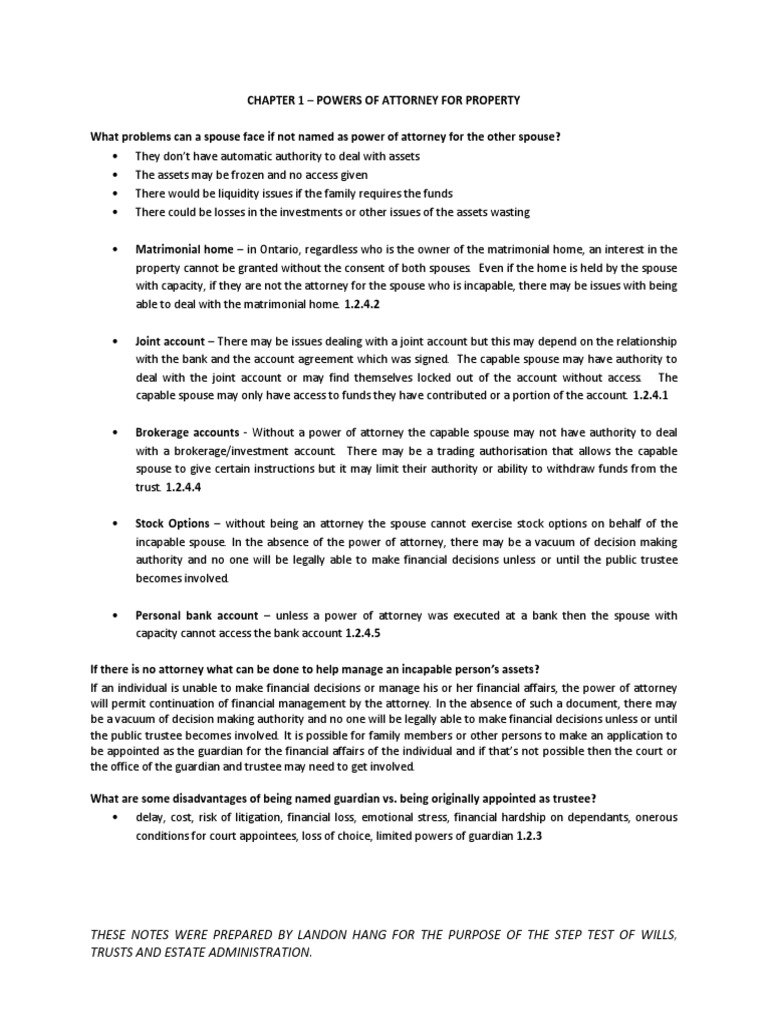 Power of Attorney for Property Explained | PDF | Will And Testament ...