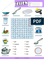 Kitchen Esl Vocabulary Word Search Worksheet For Kids PDF