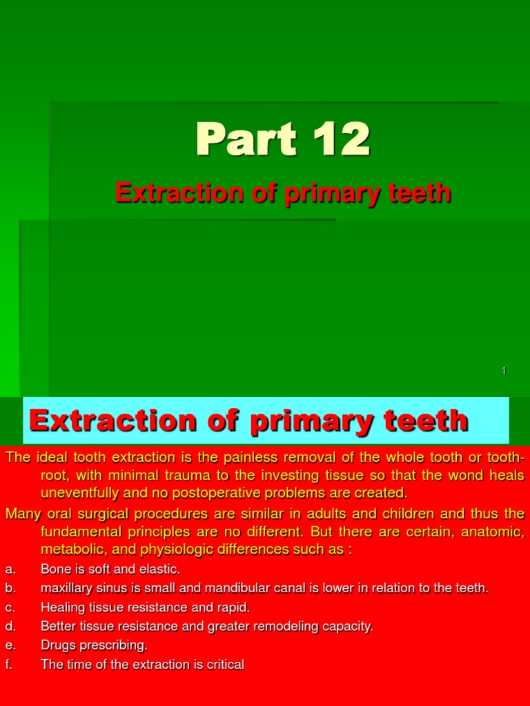 Extraction of Primary Teeth PDF Human Tooth Tooth