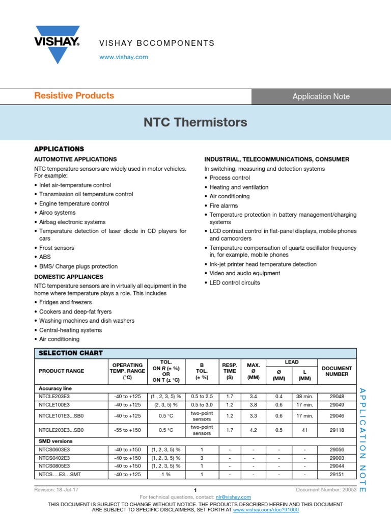 NTC Thermistors: Resistive Products | PDF | Electrical Resistance And ...