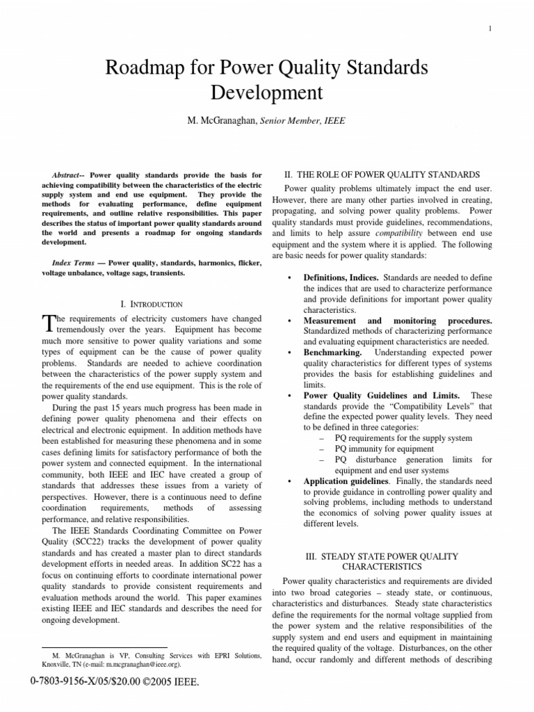 Art 1. Roadmap For Power Quality Standards Development PDF