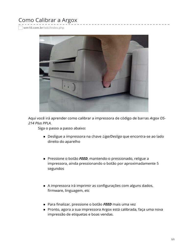 Como Calibrar A Argox | PDF