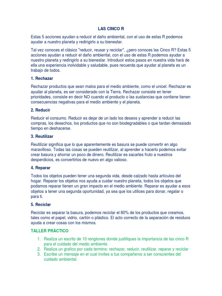Importancia de las Cinco R en el Medio Ambiente | PDF | Salud y bienestar