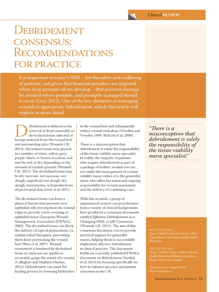 Wound Essentials 8 1 Debridement Consensus Recommendations For Practice ...