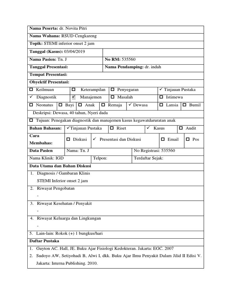 STEMI Inferior Case Study Analysis | PDF | Emergency Department ...