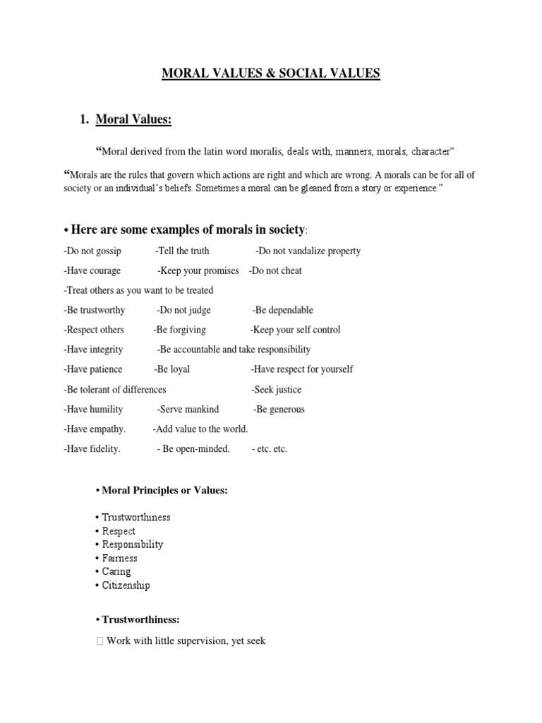 Moral Values & Social Values | PDF | Value (Ethics) | Morality