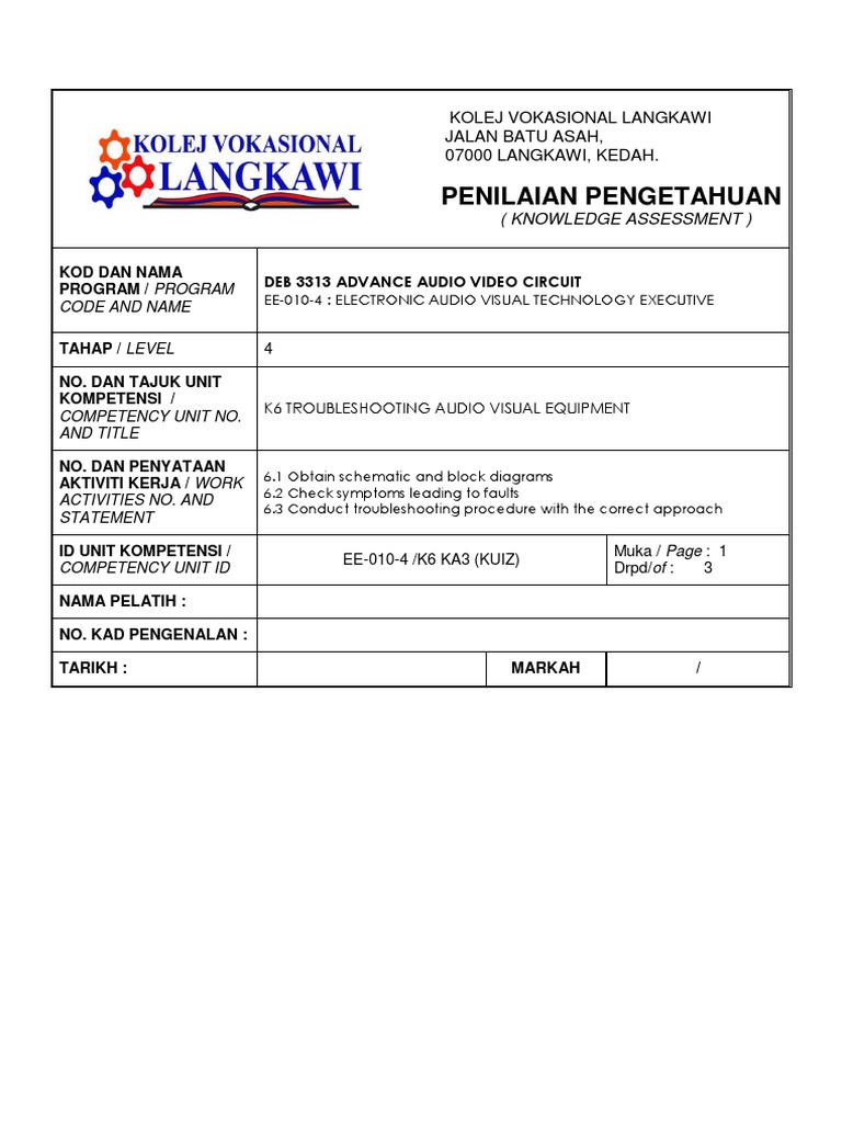 Penilaian Pengetahuan Kuiz