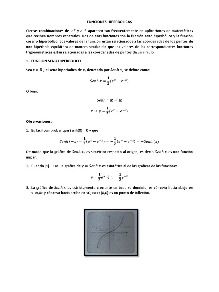 Funciones Hiperbólicas - Calculo | PDF | Seno | Función (Matemáticas)