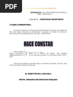 Formato Para Constancia de Estudios  Ciencia y Tecnología 