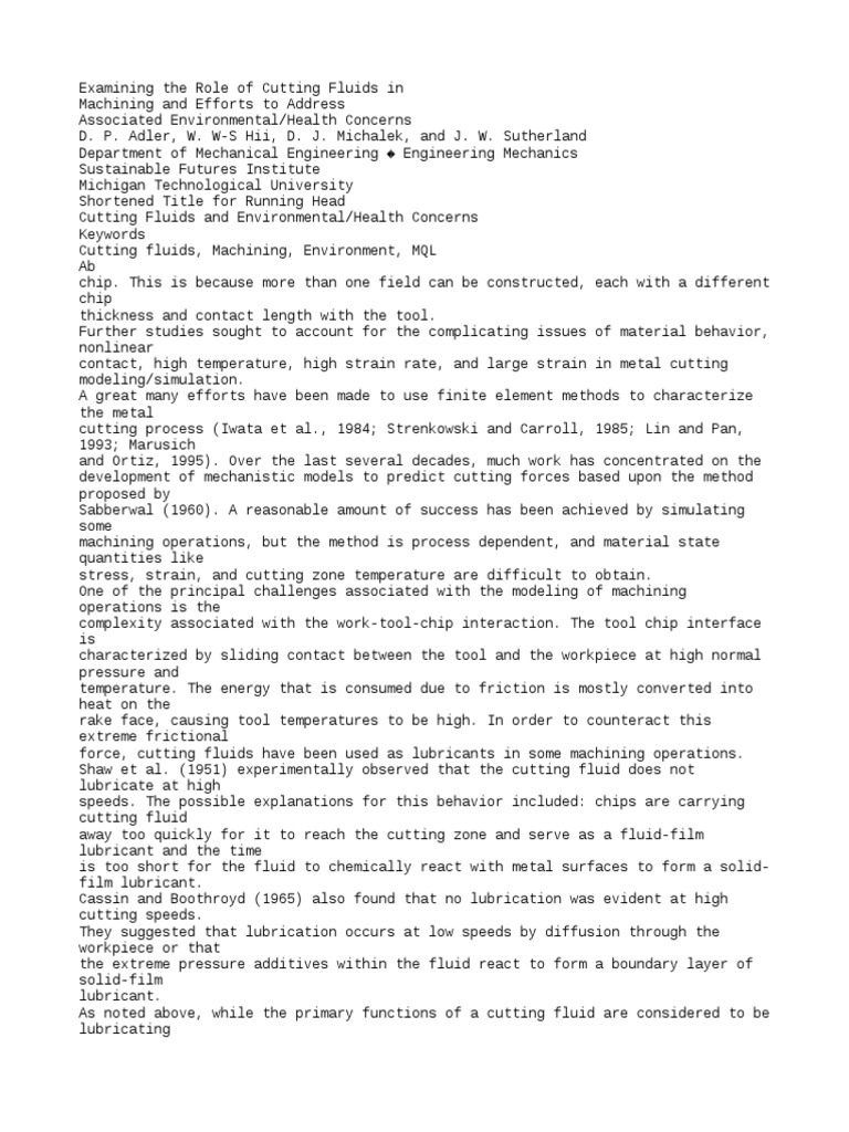 Cutting Fluids PDF Machining Drilling