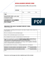 University Id Number:: Examination Incident Report Form