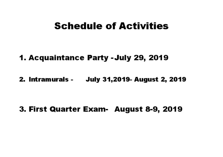 Schedule Of Activities PDF