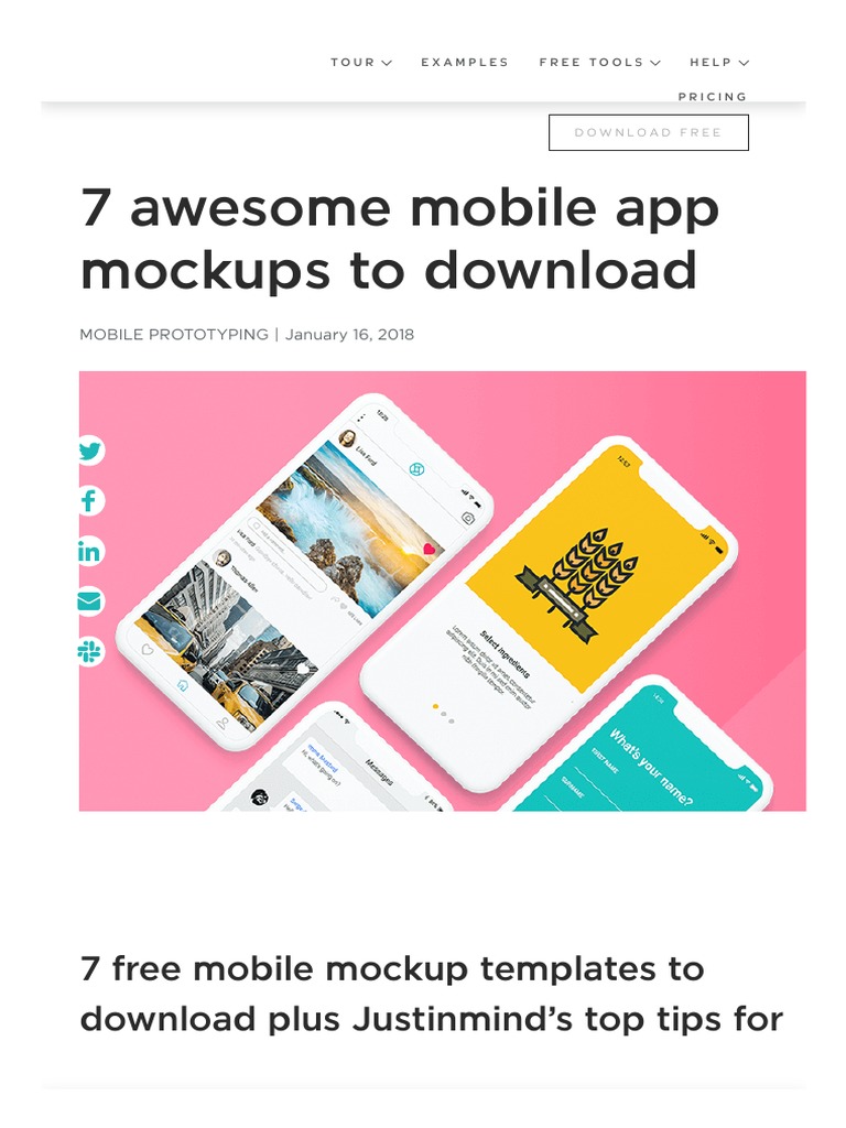 Download 7 Free Mobile App Mockup Templates Download Now Justinmind Mobile App Ios
