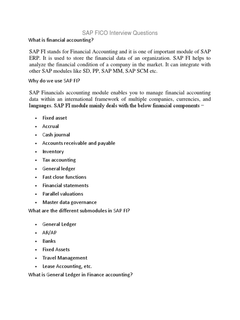 SAP FICO Interview Questions PDF Accounts Payable Invoice