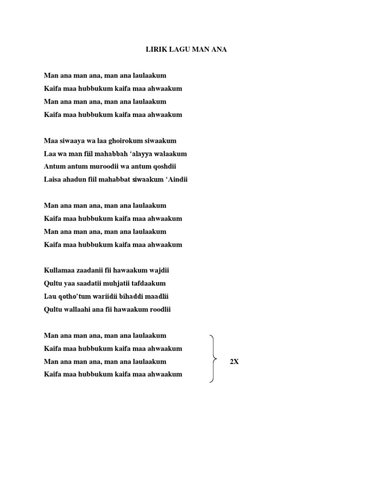 Lirik Lagu Man Ana Pdf