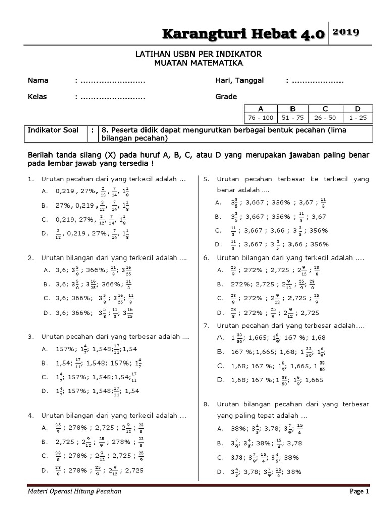 Karangturi Hebat 4 Is Mtk Pecahan
