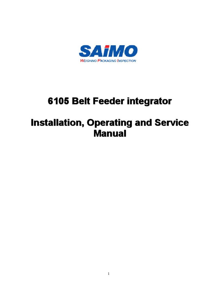 SAiMO 6105 Belt Feeder Manual | PDF | Calibration | Electrical Wiring