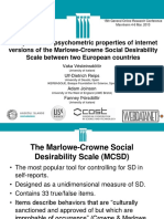 Comparison of Psychometric Properties of Internet Versions of The Marlowe-Crowne Social Desirability Scale Between Two European Countries