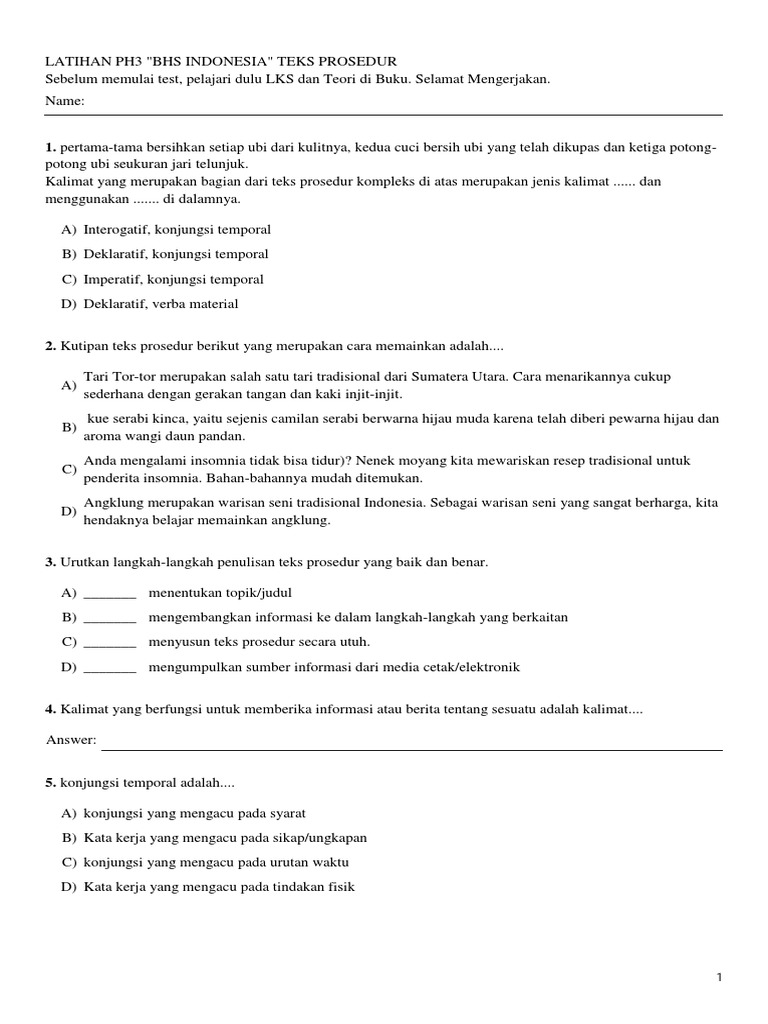 Latihan Ph3 Bhs Indonesia Teks Prosedur Docx