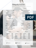 Photography Price List