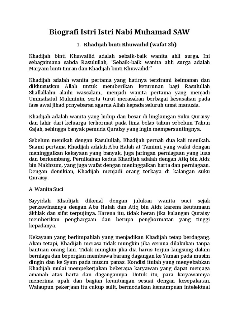 Biografi Istri Istri Nabi Muhamad Pdf
