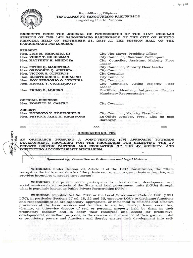 City Ordinance No. 702 of Puerto Princesa City