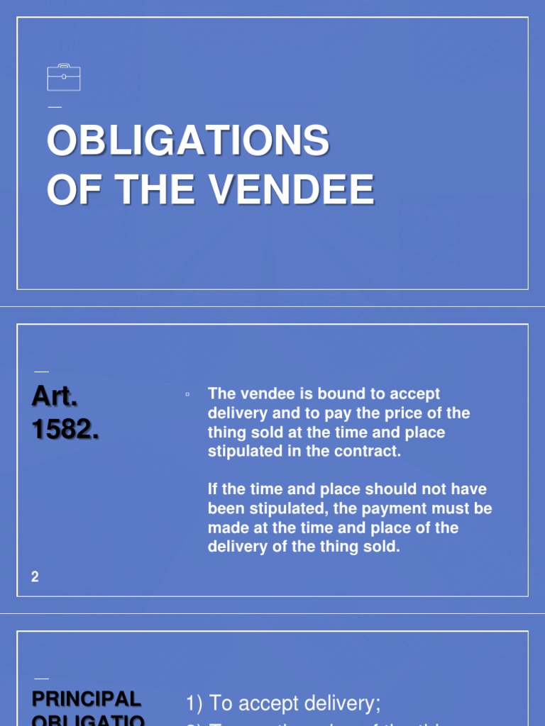 Obligations of Vendee PDF Breach Of Contract Damages