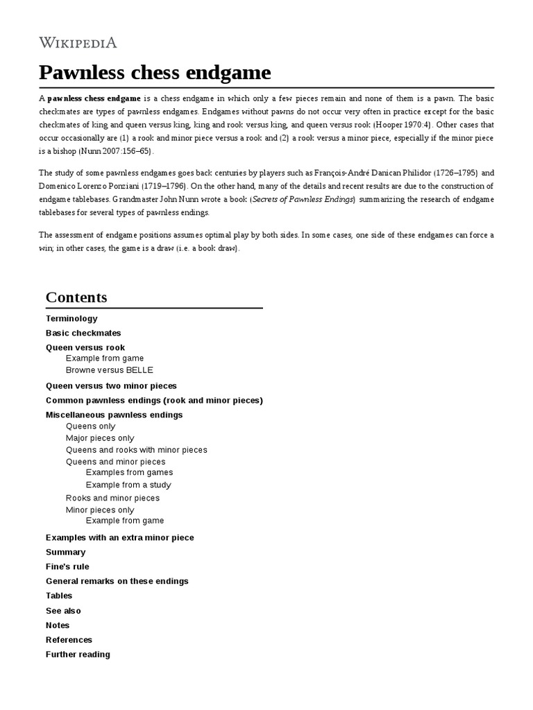 Pawnless Chess Endgame | PDF | Game Theory | Board Games