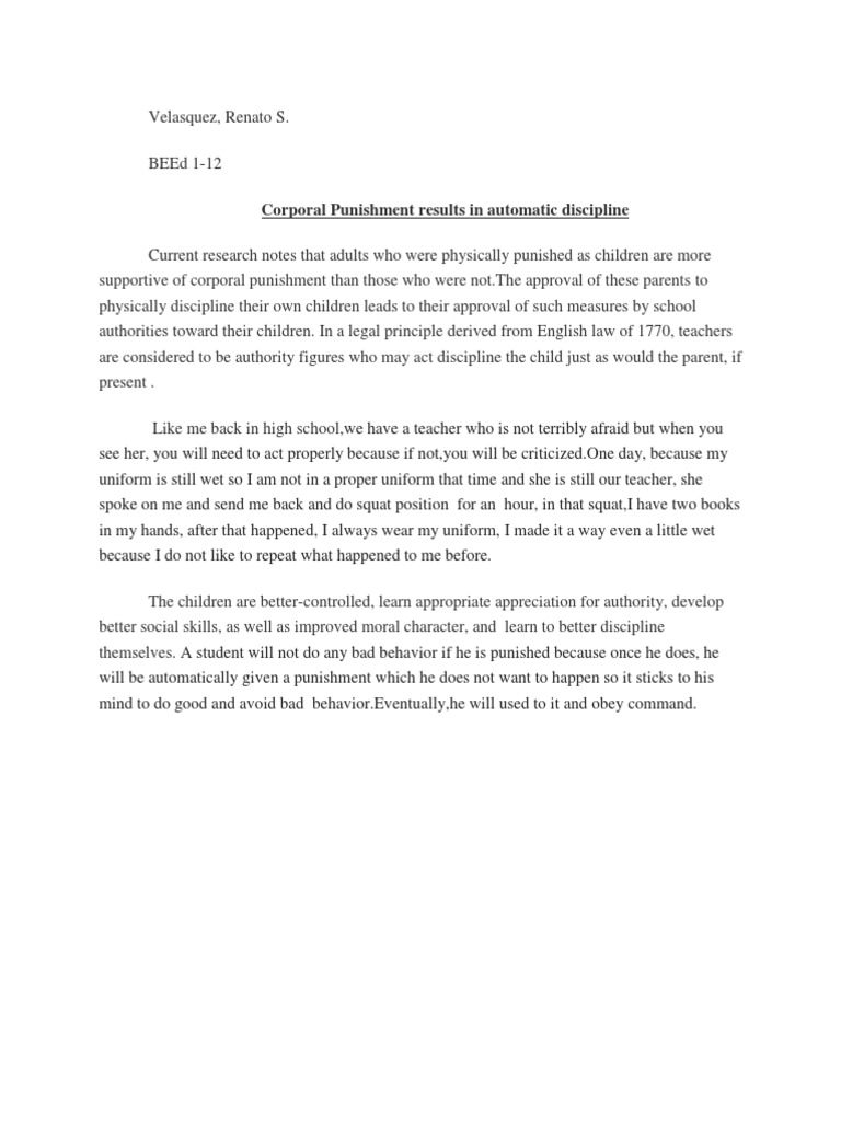 Corporal Punishment Results in Automatic Discipline PDF