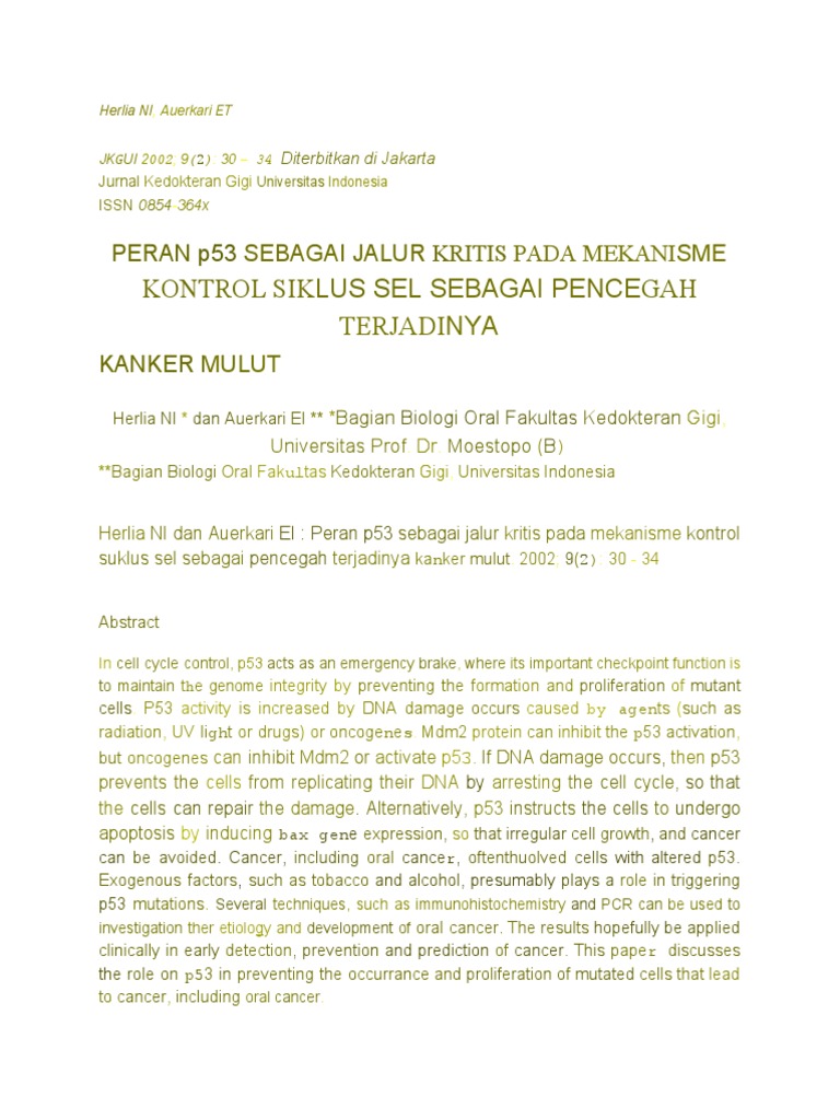 Oral Cancer Prevention via p53 | PDF | Cell Biology | Biology