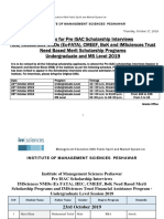 Instructions For Scholarship Interviews UG and MS Level 2019 Pre ISAC