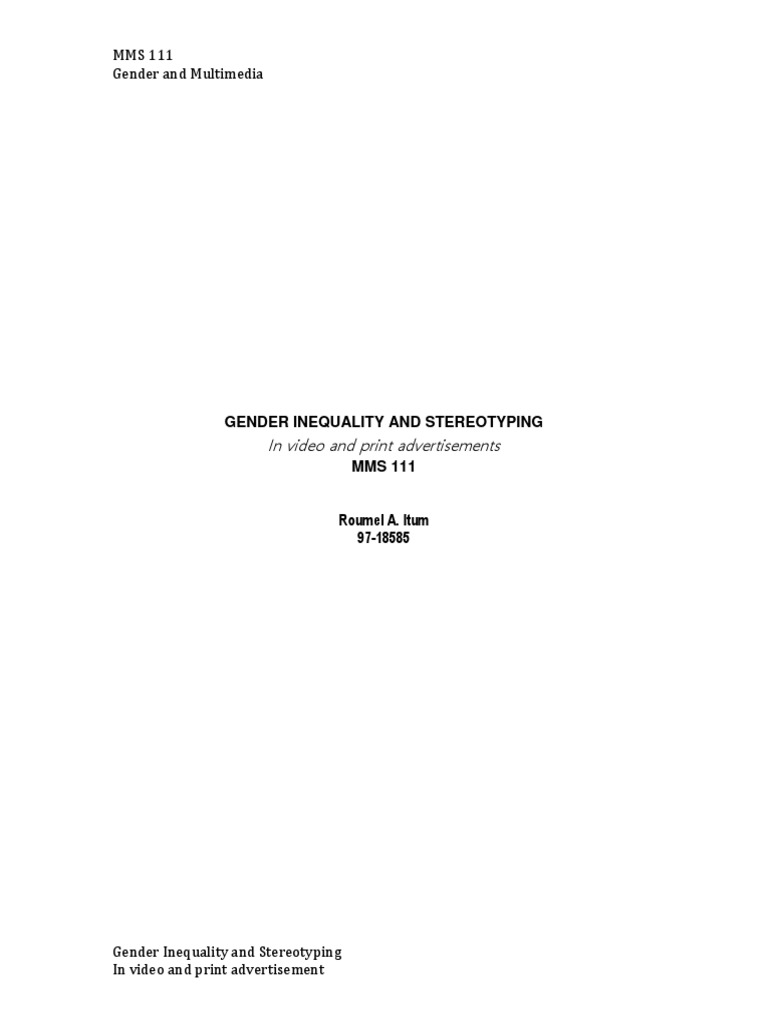 Gender Stereotyping in Ads | PDF | Gender Role | Advertising