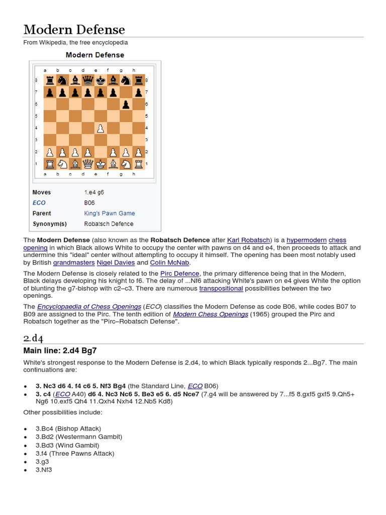 Learn The Pirc Defense And The Modern Defense - Chess Lessons