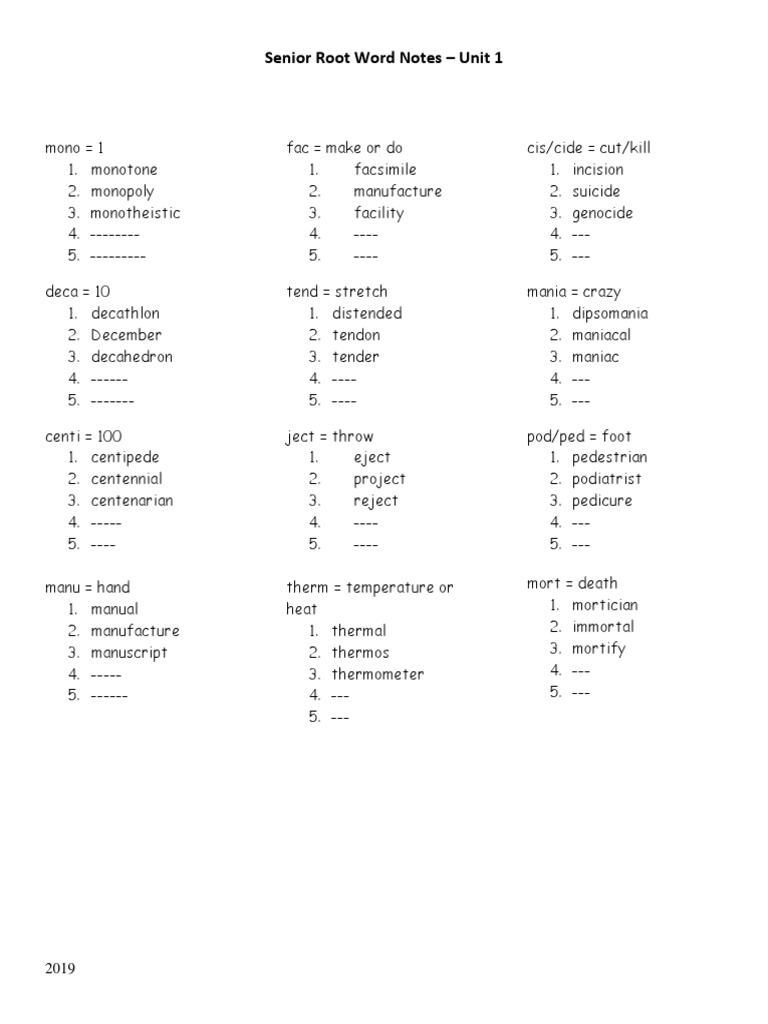 Root Words and Their Meanings | PDF