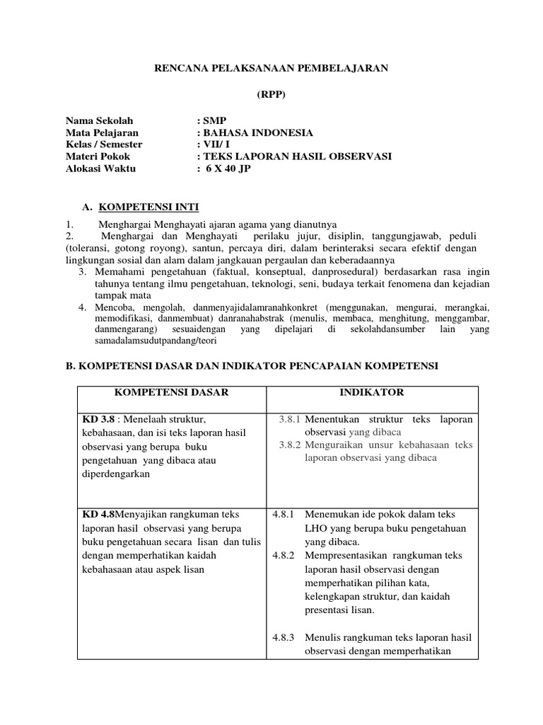 Download Rpp Observasi Disiplin Positif