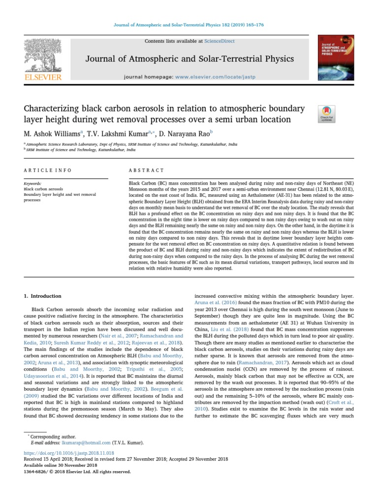 Ashok Williams Et Al 2019 PDF Particulates Atmosphere Of Earth