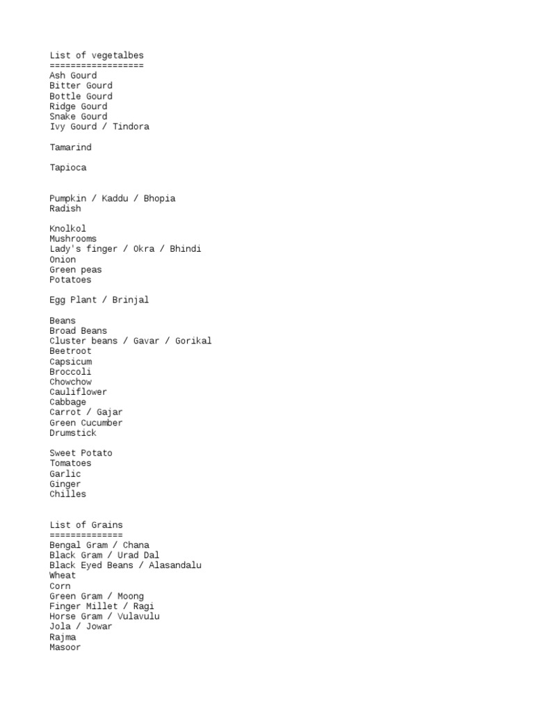 Plants List PDF Eggplant Fruit