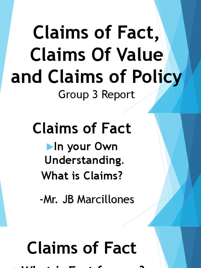 Detailed Lesson Plan About Claim Of Fact Value And Policy