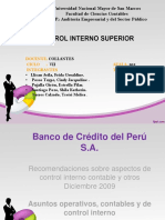 Recomendaciones sobre aspectos de control interno contable y otros en Banco de Crédito del Perú S.A