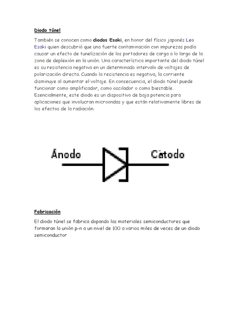 Diodo Túnel PDF | Diodo Semiconductores