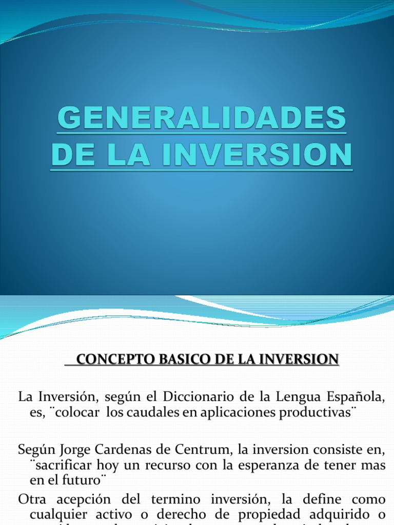 Definición y Tipos de Inversión | PDF | Inversiones | Inflación