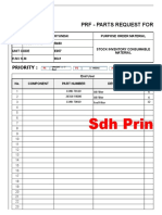 SDH Print: PRF - Parts Request Form