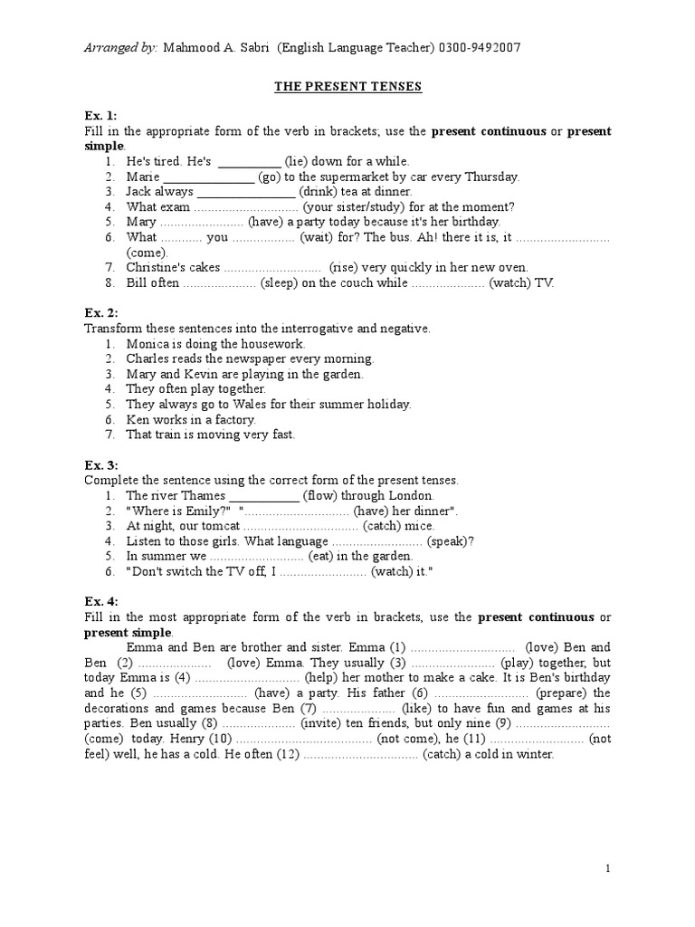 Simple.: Arranged By: Mahmood A. Sabri (English Language Teacher) 0300 ...