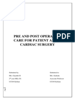 Pre and Post Operative Care For Patient After Cardiac Surgery