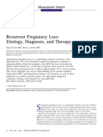 Recurrent Pregnancy Loss: Etiology, Diagnosis, and Therapy: Anagement Pdate