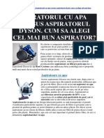 Comparatie Aspiratorul Cu Apa Versus Aspiratorul Dyson