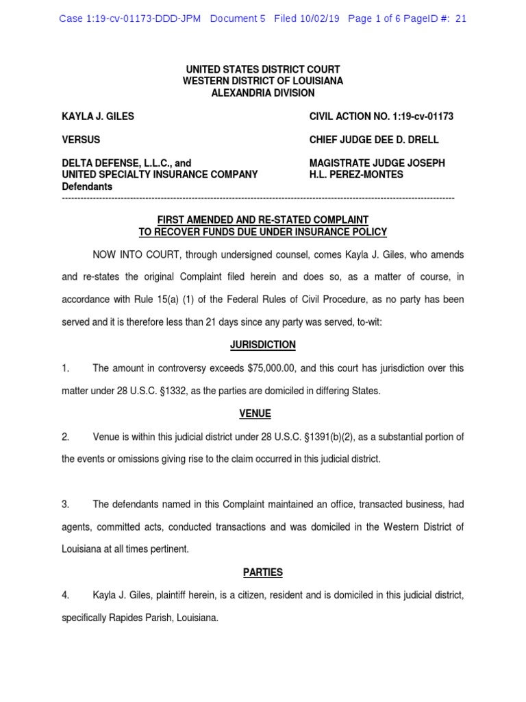 430958353 Kayla Giles vs Delta Defense LLC and United