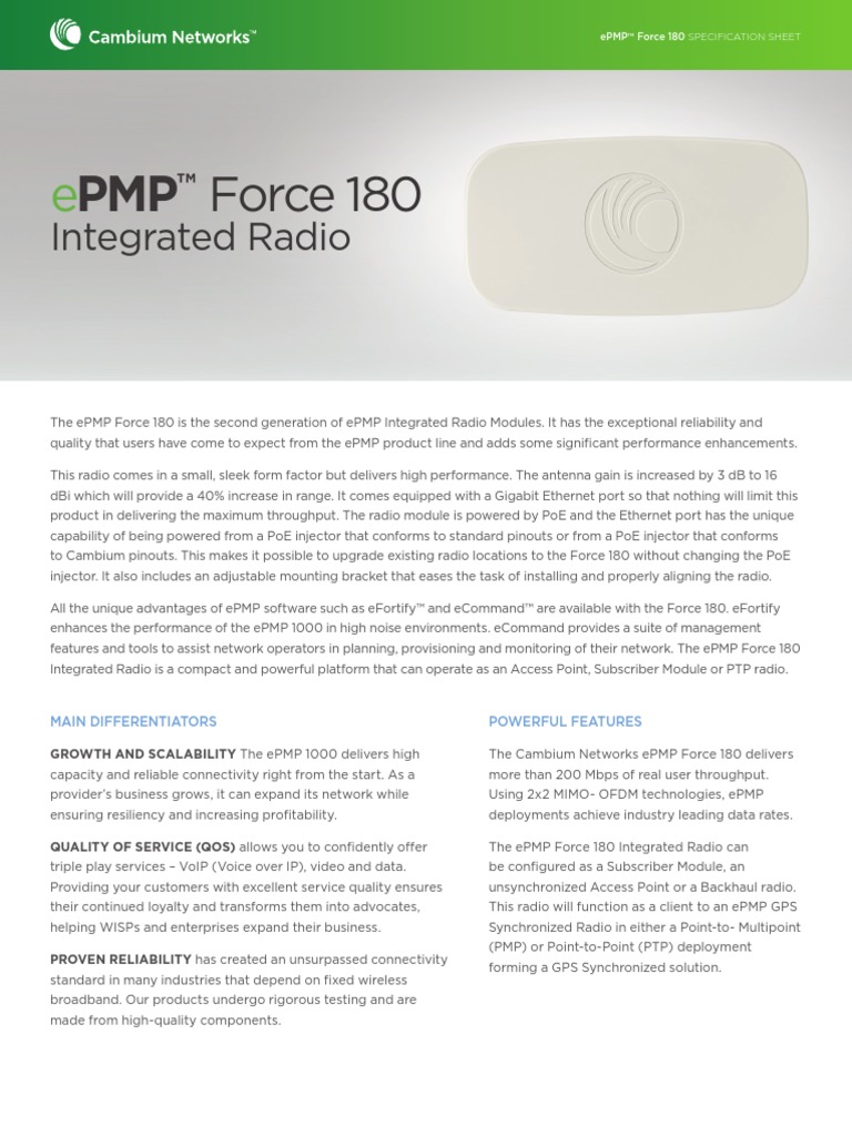 cambium force 180 configuration