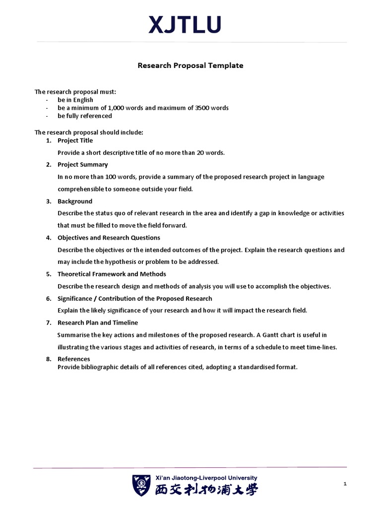 XJTLU Research Proposal Template | PDF