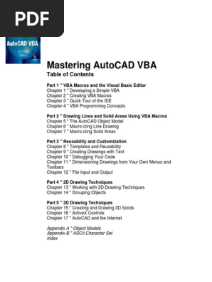 Mastering Autocad Vba: Part 1 